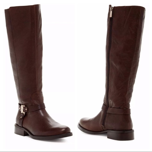 Vince Camuto Shoes - Vince Camuto Farren Knee High Brown Leather Boot 7